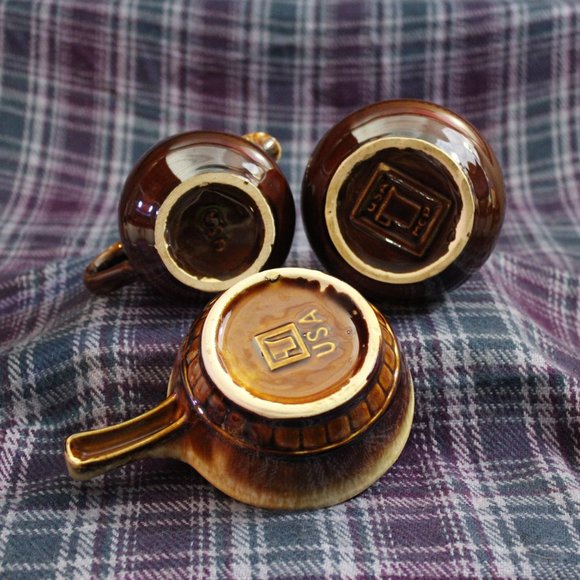 Vintage Three Piece Ceramic Brown Dripware USA Pottery  Set - Picture 10 of 10